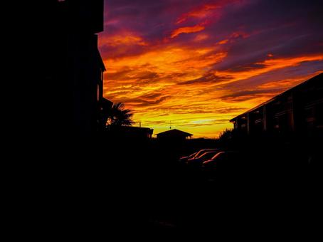 街の夕焼け 街の夕焼けの写真