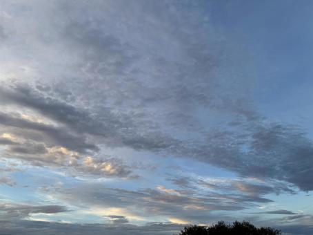 夕焼けの筋状の雲 夕焼けの筋状の雲の写真