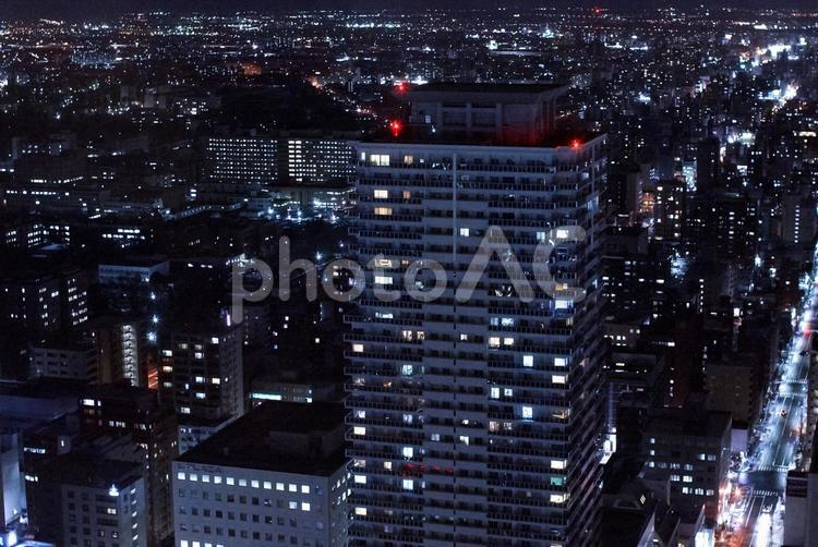 美しい札幌の夜景 2月,あかり,かがやくの写真素材