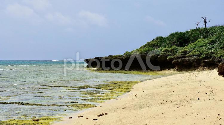 沖縄県うるま市津堅島のクワーチン浜 クワーチン浜,浜,海の写真素材