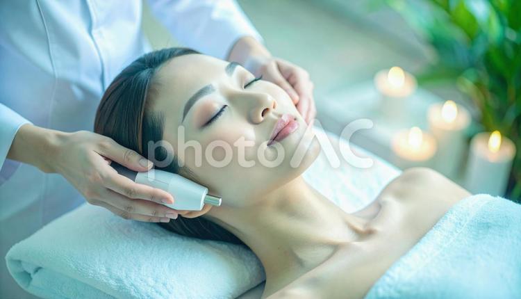 エステサロンでラジオ波の施術を受ける女性 フェイス,マッサージ,女性の写真素材
