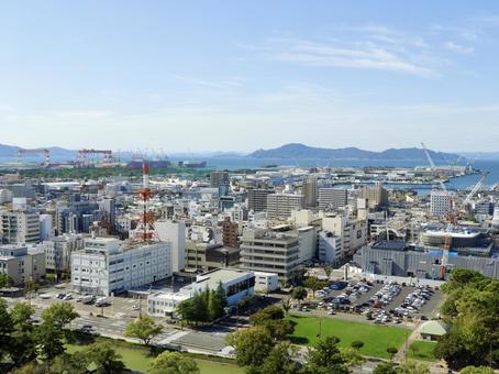 造船所のある街・香川県丸亀市 丸亀市,丸亀港,港町の写真素材