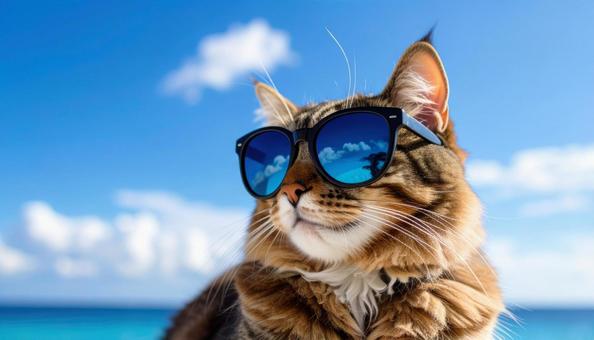 サングラスをかけた猫 サングラスをかけた猫の写真