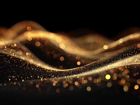 キラキラと流れるゴールドの抽象背景2の写真