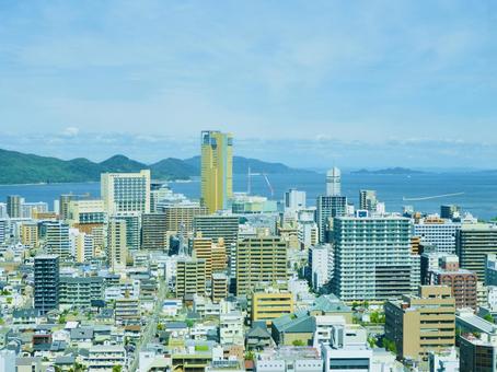 県庁から望む高松駅周辺市街地4 県庁から望む高松駅周辺市街地4 高松市,サンポート高松,高松港の写真素材
