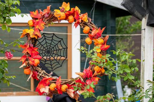 ハロウィンの飾り⑿ ハロウィンの飾り⑿ ハロウィン,飾り,リースの写真素材