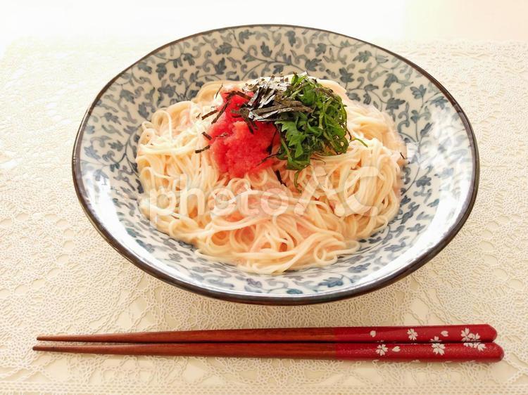 明太子チーズそうめん　お箸付き 明太子チーズそうめん,明太子,チーズの写真素材