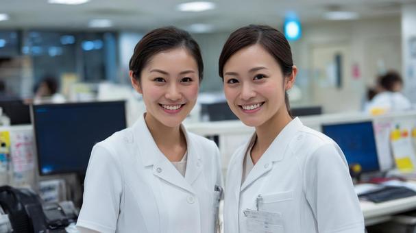 ナースステーションと二人の女性看護師5 ナースステーションと二人の女性看護師5の写真