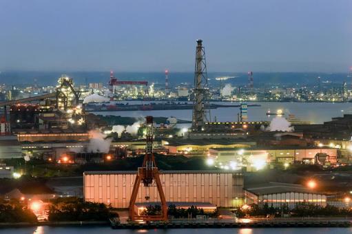 京葉工業地帯の工場の夜景 工場夜景,夜景,工場の写真素材