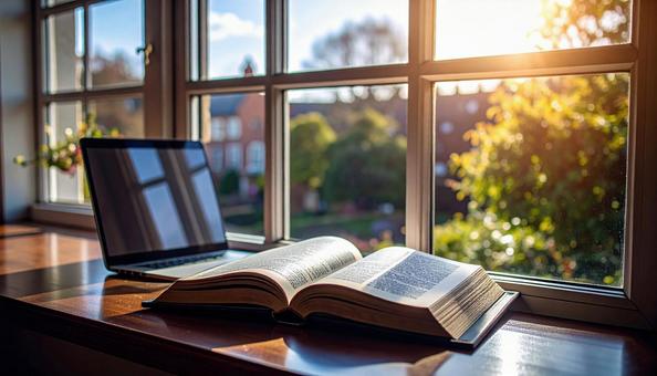勉強のイメージ 英語辞書とパソコンとペン 勉強のイメージ 英語辞書とパソコンとペンの写真