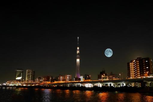 東京晴空塔和超級月亮, JPG 東京晴空塔和超級月亮, JPG