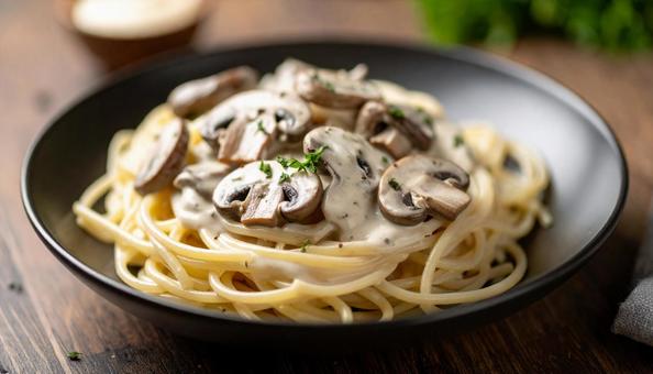 キノコのクリームパスタ キノコのクリームパスタの写真