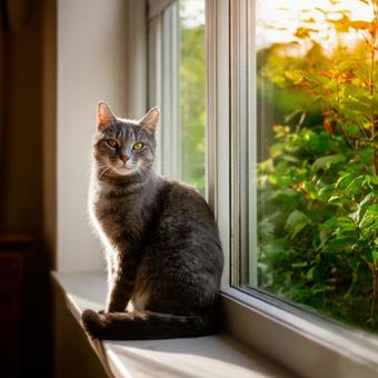 窓辺の猫 窓辺の猫の写真
