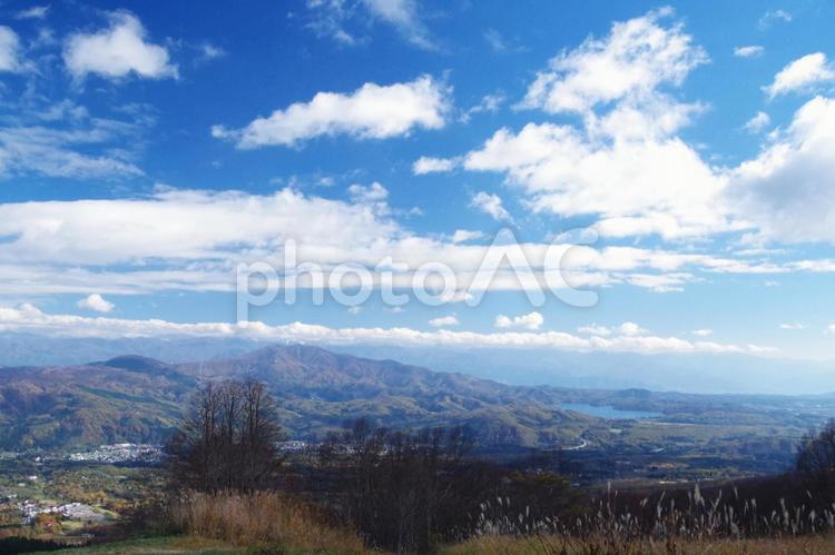 山からの風景 赤倉,妙高,新潟県の写真素材