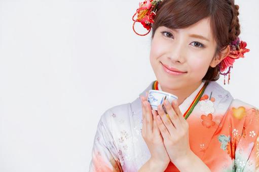 振袖を着た女性 晴れ着,成人の日,成人の写真素材