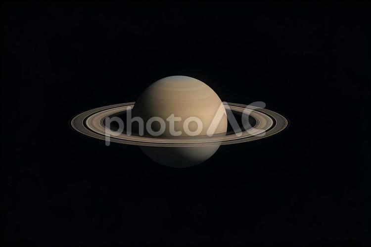 土星の威容 土星,土星環,惑星の写真素材