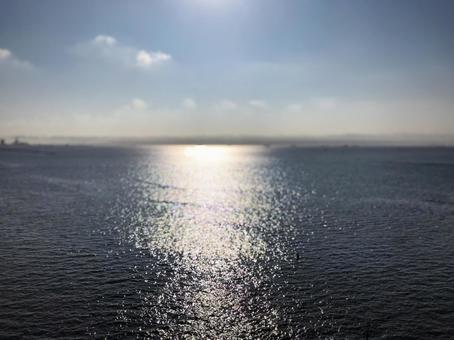 水平線 東京湾,水平線,太陽の写真素材