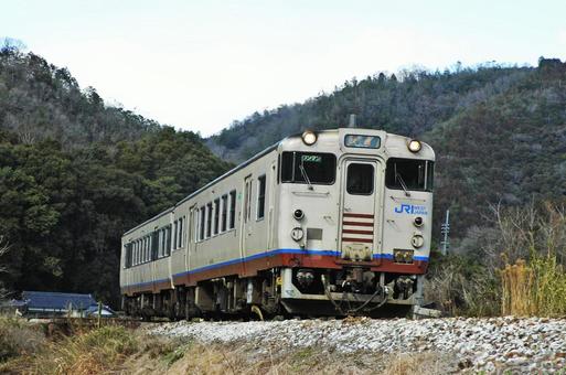 キハ47　ディーゼルカー　津山線 鉄道,電車,線路の写真素材