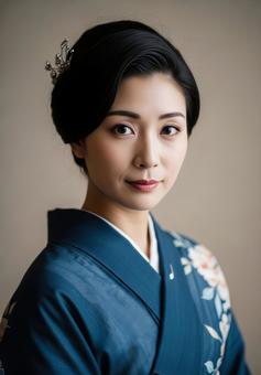 浴衣姿の日本人女性のポートレイトの写真