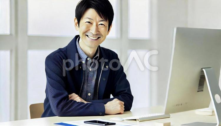 笑顔のビジネスマン2 男性,ビジネスマン,日本人の写真素材