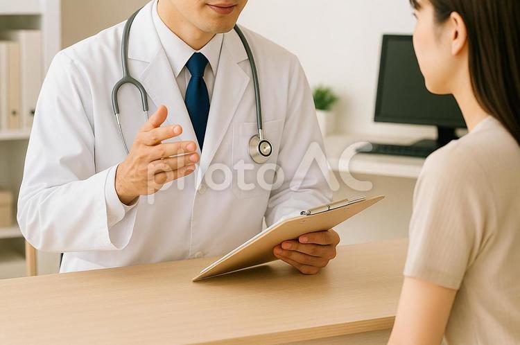 医師の診察を受ける女性 診察,医師,患者の写真素材