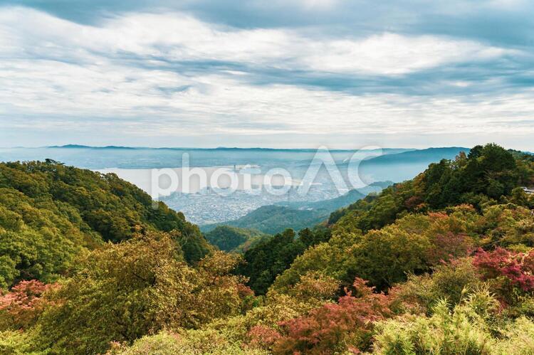 滋賀-比叡山【紅葉】 紅葉,もみじ,山並みの写真素材