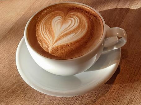 カフェラテ コーヒー,カフェ,ラテアートの写真素材