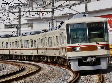 京成松戸線 8800形 登場時塗装 京成松戸線 8800形 登場時塗装 松戸線,京成松戸線,8800形の写真素材