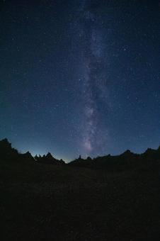 蔵王お釜から見る天の川 天の川,星空,夜空の写真素材