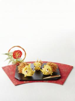 きんとん 亥 いのしし きんとん 亥 いのしし 年賀状素材,亥,きんとんの写真素材