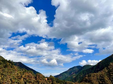 Blue sky and mountains, sky, blue sky, cloud, JPG