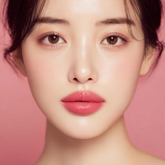 アジア人女性の潤いある唇 アジア人女性の潤いある唇の写真