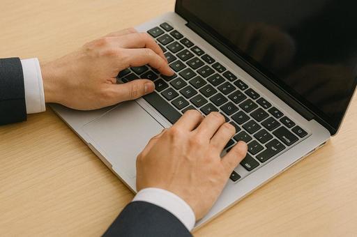 PC作業の手元 PC作業の手元の写真