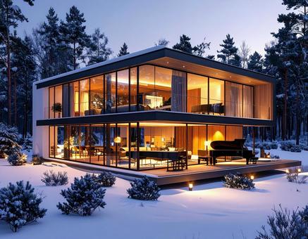 雪の森に建つデザイナーズハウス 雪の森に建つデザイナーズハウスの写真