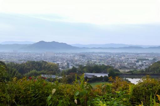 紀の川SAから見た和歌山市の景色・風景秋 和歌山市,風景,景色の写真素材