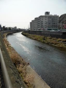 柏尾川、大船駅から下流方面を望む 柏尾川、大船駅から下流方面を望む 川,河川,流れの写真素材