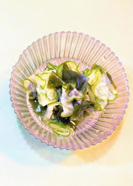 キュウリとわかめの酢の物 酢の物,キュウリ,ワカメの写真素材