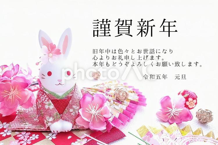 卯年の年賀状正月素材(横文字シンプル) 卯,年賀状,令和五年の写真素材