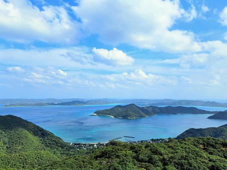 奄美自然観察の森から眺める龍郷湾 龍郷湾,奄美自然観察の森,自然の写真素材