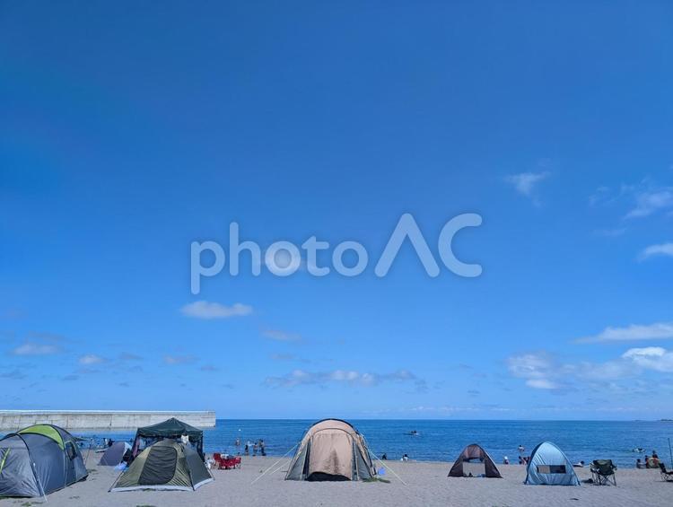 北海道の夏の海 北海道,空,景色の写真素材