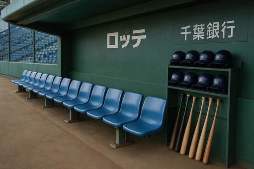 野球場のベンチ風景 野球場のベンチ風景の写真
