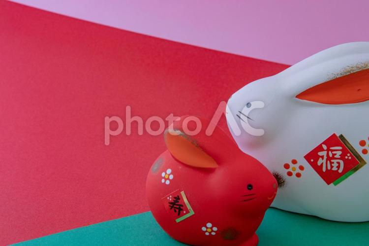 2023うさぎ年年賀状素材14 うさぎ,うさぎ年,卯の写真素材