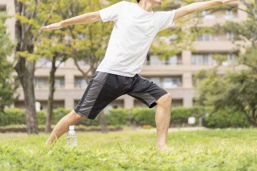 Men yoga outdoors, meditation, yoga, people, JPG