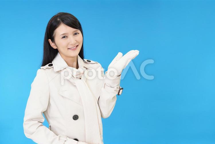 案内する笑顔の女性 女性,女,笑顔の写真素材