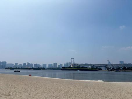 お台場の砂浜 お台場,お台場海浜公園,砂浜の写真素材