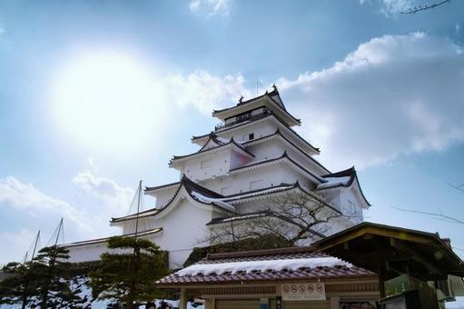 鶴ヶ城 鶴ヶ城 鶴ヶ城,会津若松城,冬の写真素材