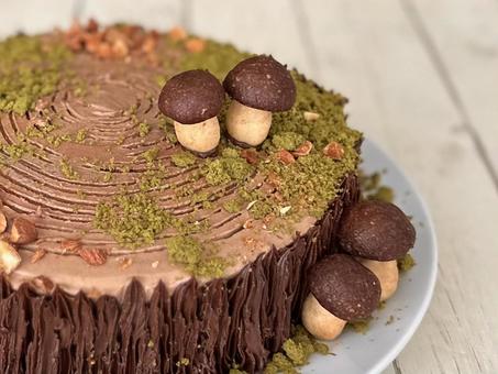 切り株ケーキ 切り株ケーキ 切り株ケーキ,チョコレートケーキ,チョコクリームの写真素材