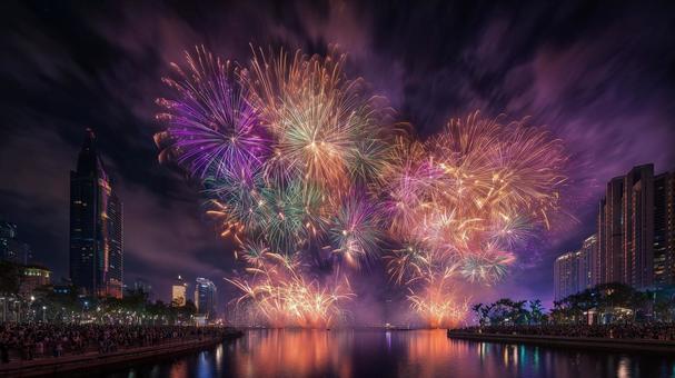 都市の花火大会(遠景) 06 都市の花火大会(遠景) 06の写真