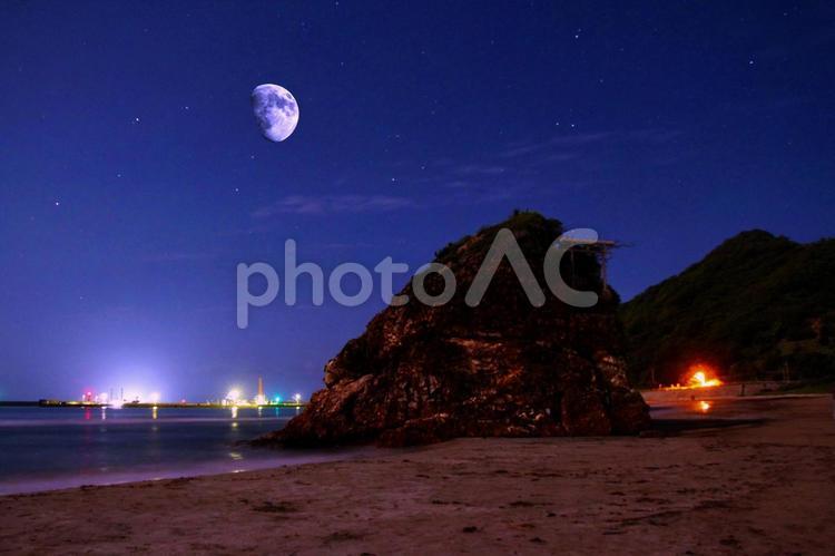 夜の稲佐の浜・イメージ 出雲,稲佐の浜,大社の写真素材
