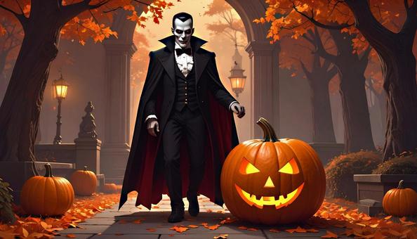 ドラキュラ伯爵とジャック・オ・ランタンの写真